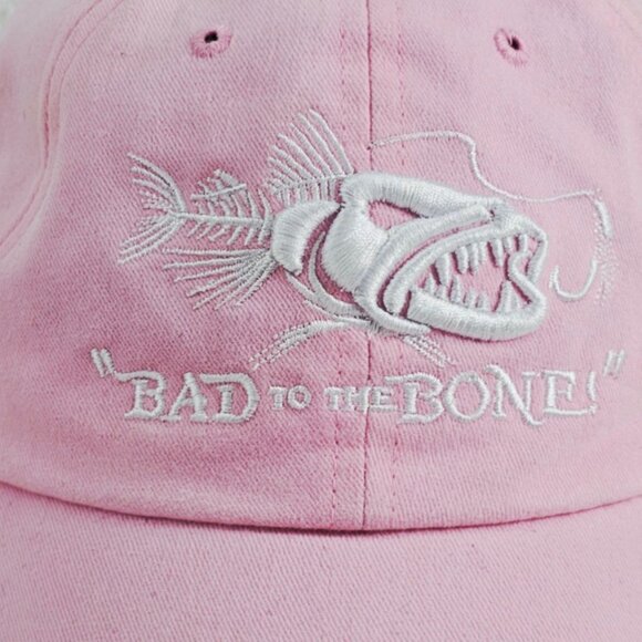BAD TO THE BONE Get Reel Get Fish Pink Womens Baseball Cap Hat Adjustable Strap - Picture 2 of 10